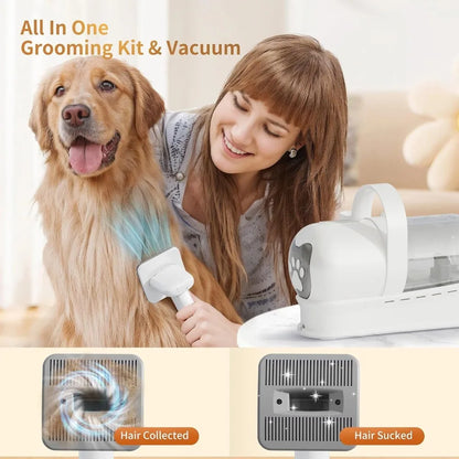 Dog Grooming Kit, Pet Grooming Vacuum with Pet Clipper Nail Grinder, Dog Hair Vacuum with 6 Pet Grooming Tools
